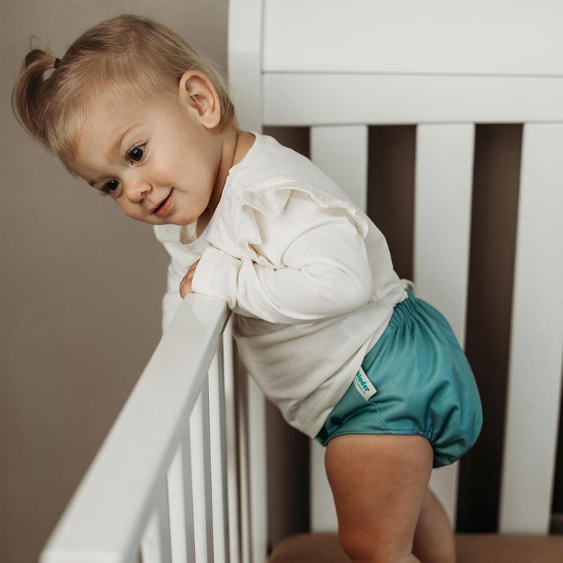 Kinder Cloth Diapers Set of 5 Reusable Baby Diapers Pocket Style Athletic Wicking Jersey, Newborn to Potty 7-60lbs, One Size, Inserts NOT Included (Coastal Calm) - Image 2